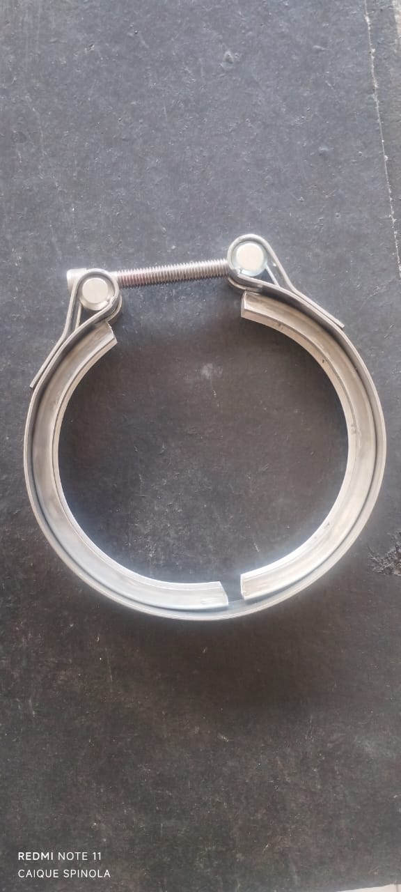 BRAÇADEIRA TUBO TURBINA AÇO INOX 120MM CANALETA 6,5MM