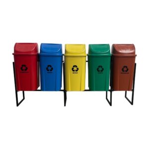 5 LIXEIRAS PARA COLETA SELETIVA 60 LITROS – KIT COM 5 LIXEIRAS