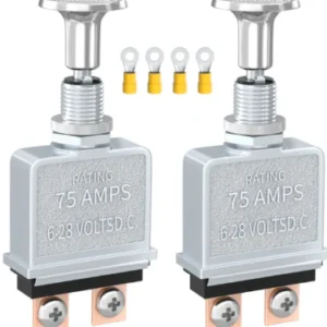 6un Heavy Duty 75 Amp 6-28V DC ON-OFF Push Pull Switch with Chrome-Plated Knob